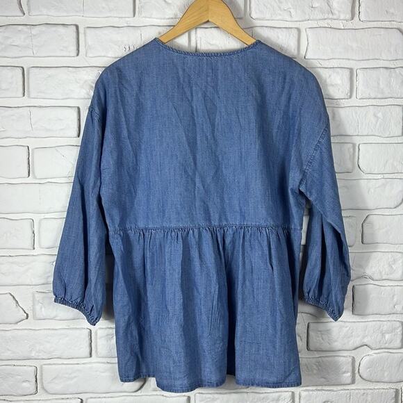 Joie lace up chambray top size small - Picture 10 of 11